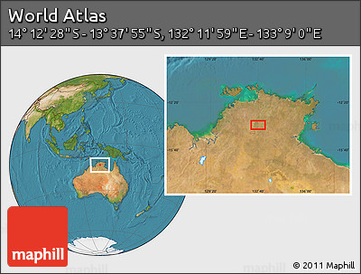 Satellite Location Map of the Area around 13° 55' 11" S, 132° 40' 30" E