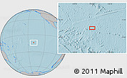 Gray Location Map of the area around 13° 55' 11" S, 140° 10' 30" W, hill shading