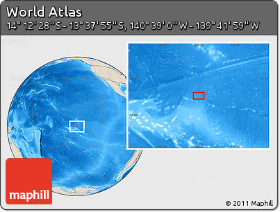 Shaded Relief Location Map of the Area around 13° 55' 11" S, 140° 10' 30" W