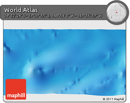 Physical 3D Map of the Area around 13° 55' 11" S, 144° 25' 30" W