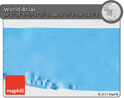Physical 3D Map of the Area around 13° 55' 11" S, 145° 25' 30" E