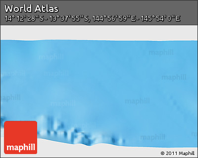Physical 3D Map of the Area around 13° 55' 11" S, 145° 25' 30" E