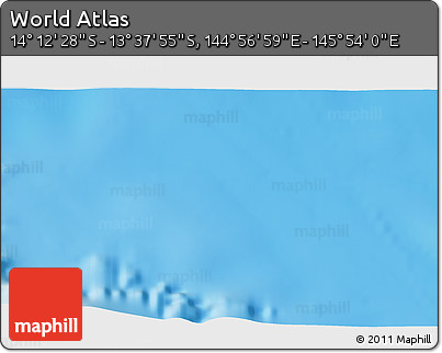 Physical 3D Map of the Area around 13° 55' 11" S, 145° 25' 30" E