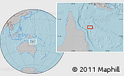 Gray Location Map of the area around 13° 55' 11" S, 146° 16' 30" E, hill shading