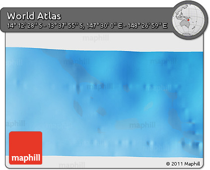 Physical 3D Map of the Area around 13° 55' 11" S, 147° 58' 29" E