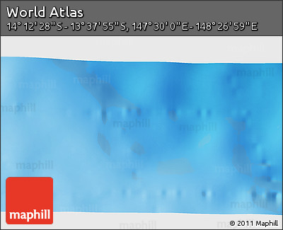 Physical 3D Map of the Area around 13° 55' 11" S, 147° 58' 29" E
