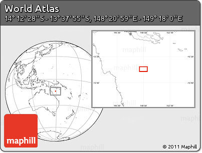 Blank Location Map of the Area around 13° 55' 11" S, 148° 49' 29" E