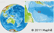 Physical Location Map of the area around 13° 55' 11" S, 148° 49' 29" E