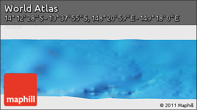 Shaded Relief Panoramic Map of the Area around 13° 55' 11" S, 148° 49' 29" E