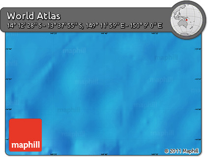 Physical Map of the Area around 13° 55' 11" S, 149° 40' 30" E