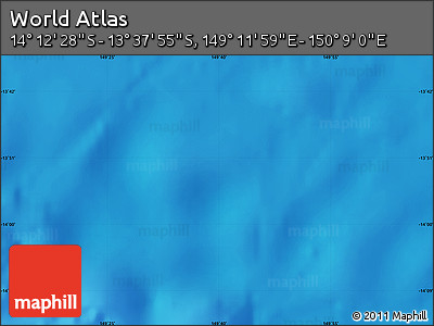 Physical Map of the Area around 13° 55' 11" S, 149° 40' 30" E