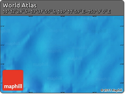 Physical Map of the Area around 13° 55' 11" S, 149° 40' 30" E