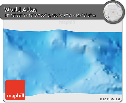 Physical 3D Map of the Area around 13° 55' 11" S, 149° 31' 30" W