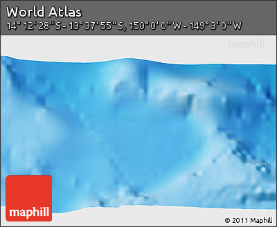 Physical 3D Map of the Area around 13° 55' 11" S, 149° 31' 30" W