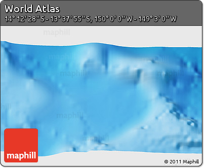 Physical 3D Map of the Area around 13° 55' 11" S, 149° 31' 30" W