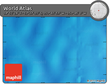 Shaded Relief Map of the Area around 13° 55' 11" S, 151° 13' 29" W