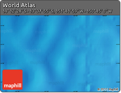 Shaded Relief Map of the Area around 13° 55' 11" S, 151° 13' 29" W