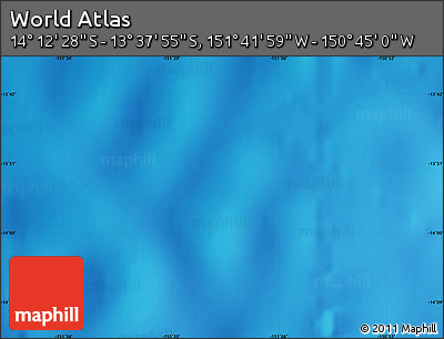 Shaded Relief Map of the Area around 13° 55' 11" S, 151° 13' 29" W