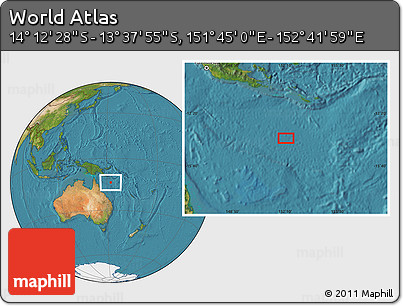 Satellite Location Map of the Area around 13° 55' 11" S, 152° 13' 29" E