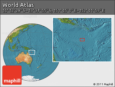 Satellite Location Map of the Area around 13° 55' 11" S, 152° 13' 29" E