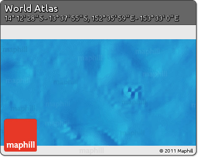 Physical 3D Map of the Area around 13° 55' 11" S, 153° 4' 29" E
