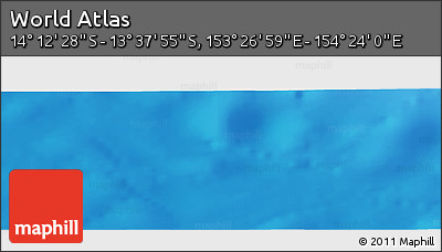 Physical Panoramic Map of the Area around 13° 55' 11" S, 153° 55' 30" E