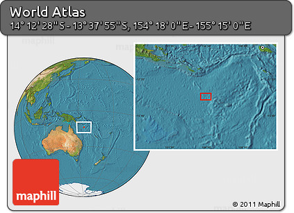 Satellite Location Map of the Area around 13° 55' 11" S, 154° 46' 30" E