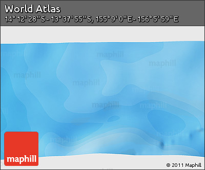Political 3D Map of the Area around 13° 55' 11" S, 155° 37' 30" E