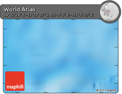 Physical Map of the Area around 13° 55' 11" S, 155° 37' 30" E