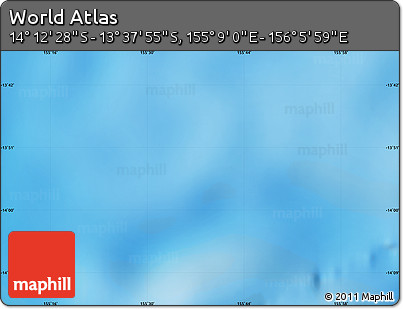 Physical Map of the Area around 13° 55' 11" S, 155° 37' 30" E