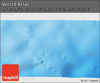 Physical 3D Map of the Area around 13° 55' 11" S, 156° 28' 29" E