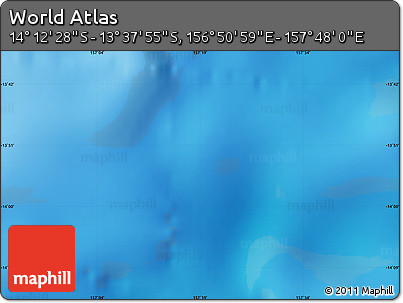 Physical Map of the Area around 13° 55' 11" S, 157° 19' 29" E