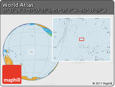Political Location Map of the Area around 13° 55' 11" S, 157° 10' 30" W