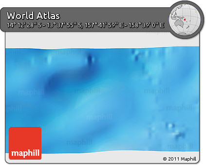 Shaded Relief 3D Map of the Area around 13° 55' 11" S, 158° 10' 30" E