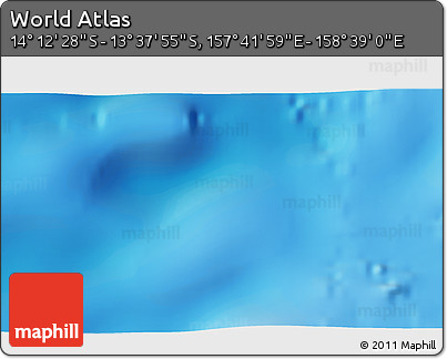 Shaded Relief 3D Map of the Area around 13° 55' 11" S, 158° 10' 30" E