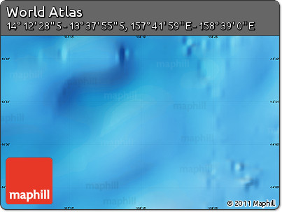 Physical Map of the Area around 13° 55' 11" S, 158° 10' 30" E