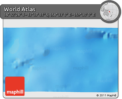 Shaded Relief 3D Map of the Area around 13° 55' 11" S, 159° 1' 30" E