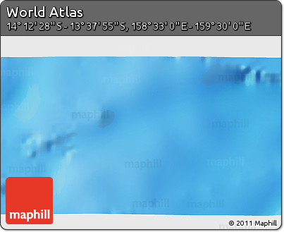 Shaded Relief 3D Map of the Area around 13° 55' 11" S, 159° 1' 30" E