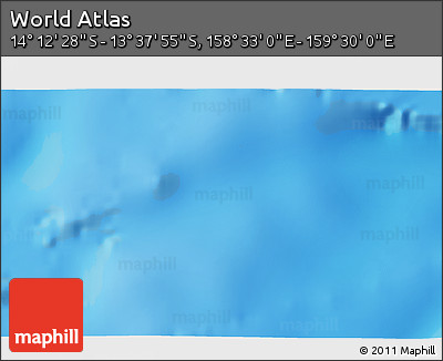 Shaded Relief 3D Map of the Area around 13° 55' 11" S, 159° 1' 30" E