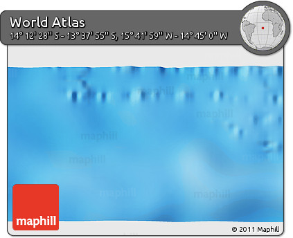 Shaded Relief 3D Map of the Area around 13° 55' 11" S, 15° 13' 29" W