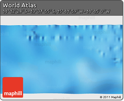 Shaded Relief 3D Map of the Area around 13° 55' 11" S, 15° 13' 29" W