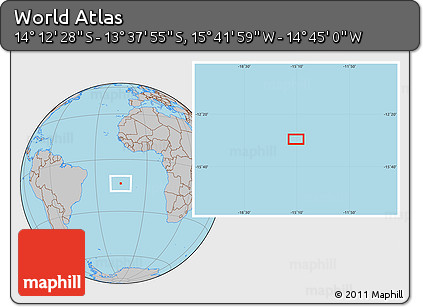 Gray Location Map of the Area around 13° 55' 11" S, 15° 13' 29" W