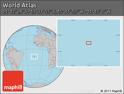 Gray Location Map of the Area around 13° 55' 11" S, 15° 13' 29" W