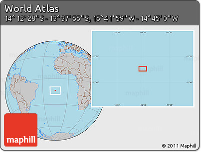 Gray Location Map of the Area around 13° 55' 11" S, 15° 13' 29" W