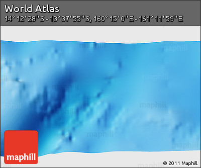 Physical 3D Map of the Area around 13° 55' 11" S, 160° 43' 29" E
