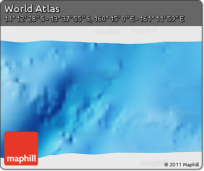 Physical 3D Map of the Area around 13° 55' 11" S, 160° 43' 29" E