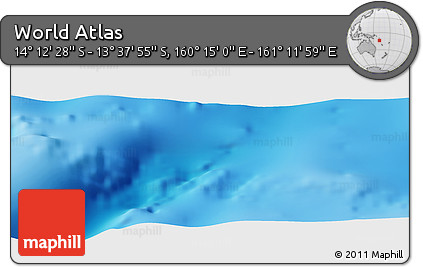 Physical Panoramic Map of the Area around 13° 55' 11" S, 160° 43' 29" E