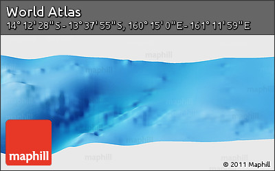Physical Panoramic Map of the Area around 13° 55' 11" S, 160° 43' 29" E