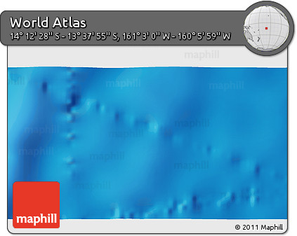 Physical 3D Map of the Area around 13° 55' 11" S, 160° 34' 29" W