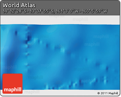 Physical 3D Map of the Area around 13° 55' 11" S, 160° 34' 29" W